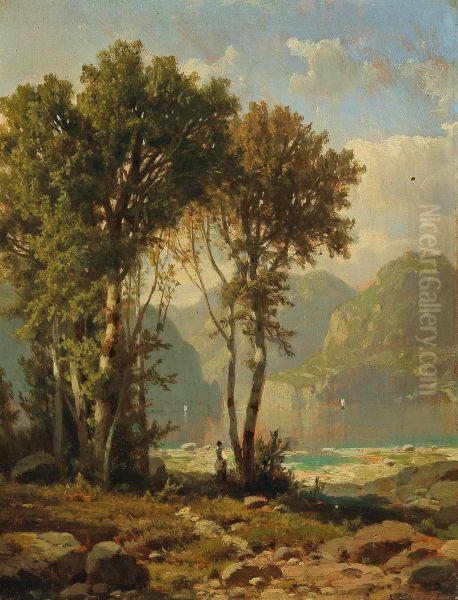 Vierwaldstadter See Oil Painting by Adolf Chwala