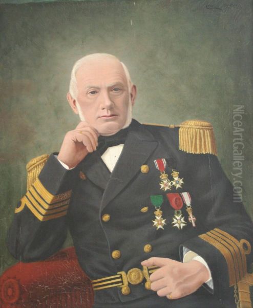 Portrait of admiral Johan Koren at Sjomilitaere Samfund Horten Oil Painting by Ole Peter Hansen Balling