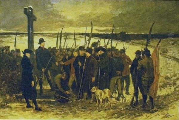 The Peasant War - Assembling Oil Painting by Constantin Meunier