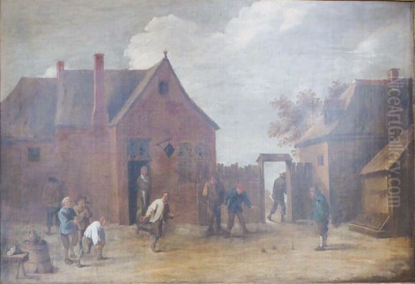 Ballspieler im Hof eines Estaminet Oil Painting by David Teniers the Younger