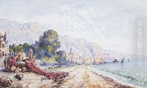 Cote D'azur Views, A Pair Oil Painting by Conrad H.R. Carelli