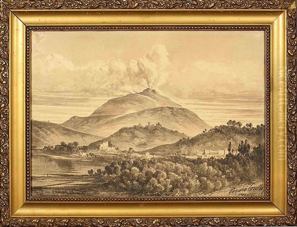 Veduta Dell'etna Da Francavilla Oil Painting by Consalvo Carelli