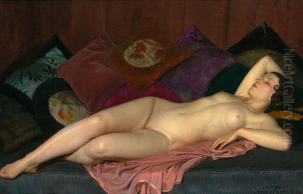 Reclining Nude Oil Painting by Adrien Thevenot