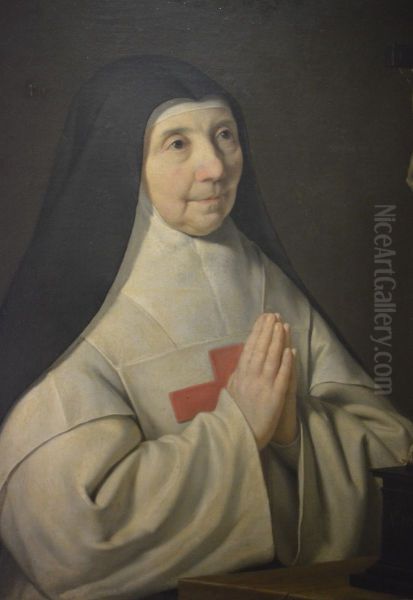 Agnes Arnauld, abbesse ofPort-Royal-des-Champs Abbey Oil Painting by Philippe de Champaigne