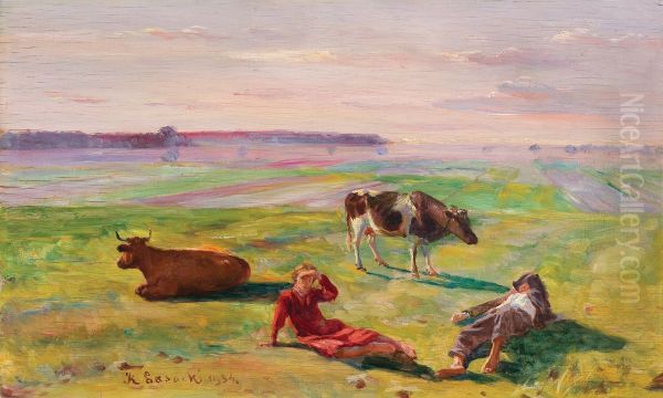 Pastuszkowie na pastwisku. Oil Painting by unknown