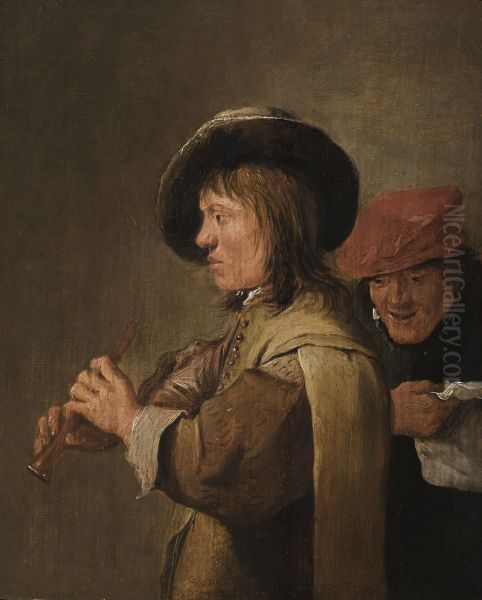 A flute player in profile Oil Painting by David Teniers the Younger