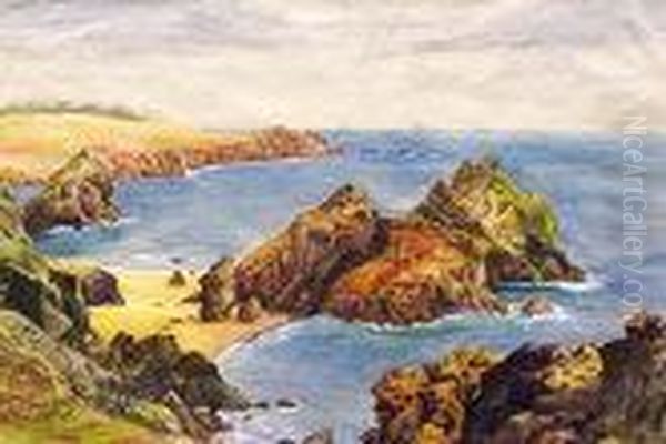 Coastal Inlet With Rocks Oil Painting by John Carey