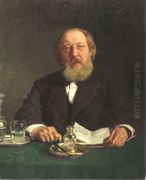 Portrait of poet and slavophile Ivan Sergeyevich Aksakov Oil Painting by Ilya Repin