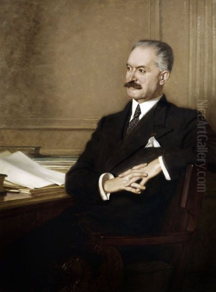 Albert Lebrun, president de la Republique (1871-1950) Oil Painting by Marcel Baschet