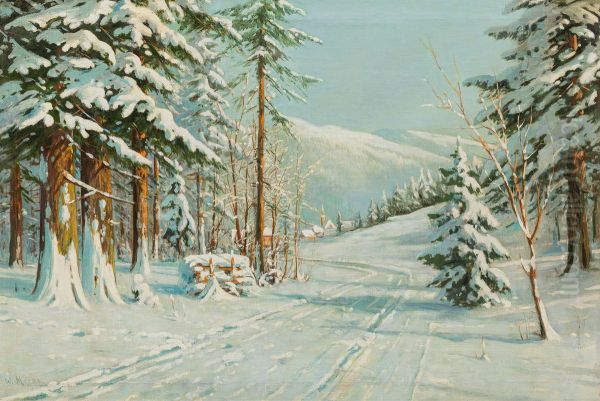 Winterlandschaft Oil Painting by Bruno Moras