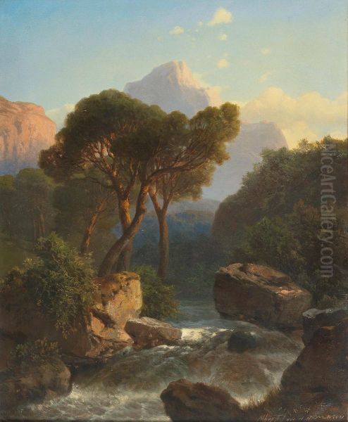 Southern Mountain Landscape Oil Painting by Albert Zimmermann