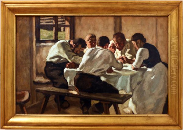 il pranzo Oil Painting by Albin Egger-Lienz