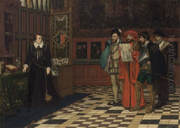 Mary Stuart, Queen of Scots, at Fotheringhay Castle Oil Painting by Albrecht De Vriendt