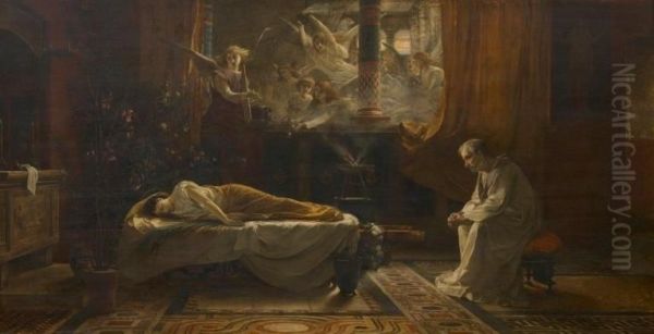 The death wake of St Cecilia Oil Painting by Albrecht De Vriendt