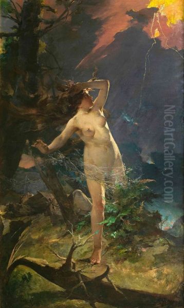 Milda. Lithuanian Goddess Oil Painting by Kazimierz Alchimowicz