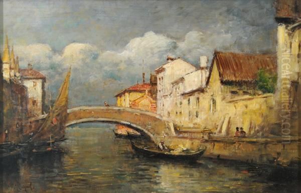 Scorcio Di Chioggia Oil Painting by Vittore Antonio Cargnel