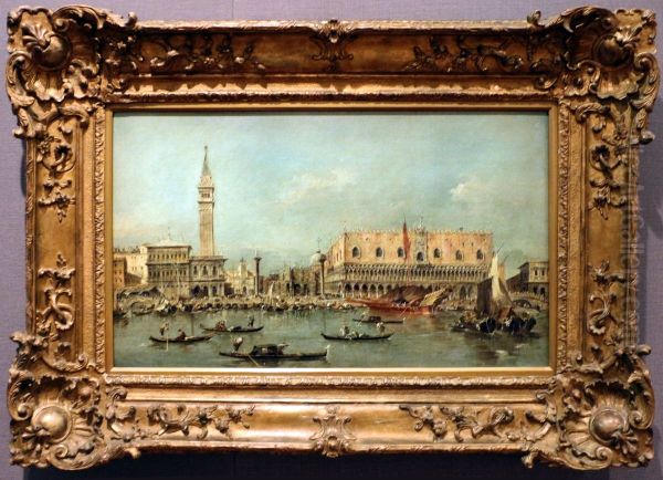 Vista do molhe com o Palacio Ducal Oil Painting by Francesco Guardi