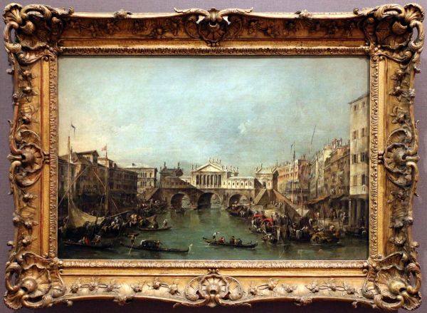 A ponte Rialto de acordo com o projeto de Palladio Oil Painting by Francesco Guardi