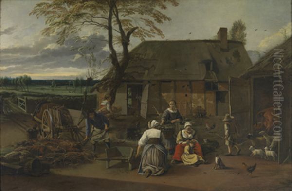 The Barnyard Oil Painting by Johannes Siberechts