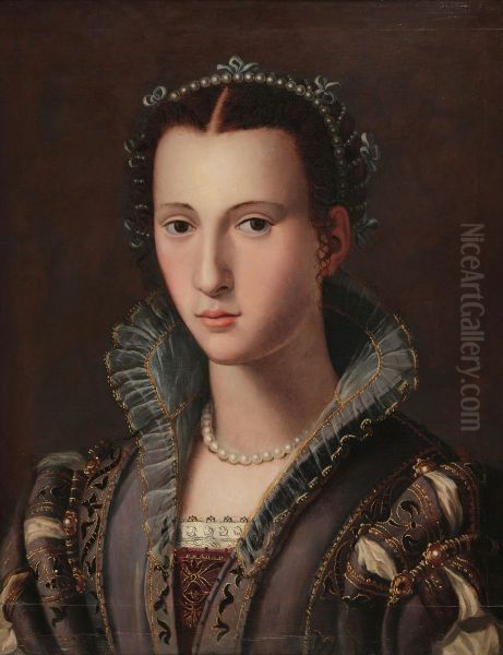 Retrato de dama florentina Oil Painting by Alessandro Alloriand workshop