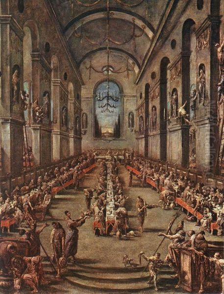 The Observant Friars in the Refectory Oil Painting by Alessandro Magnasco