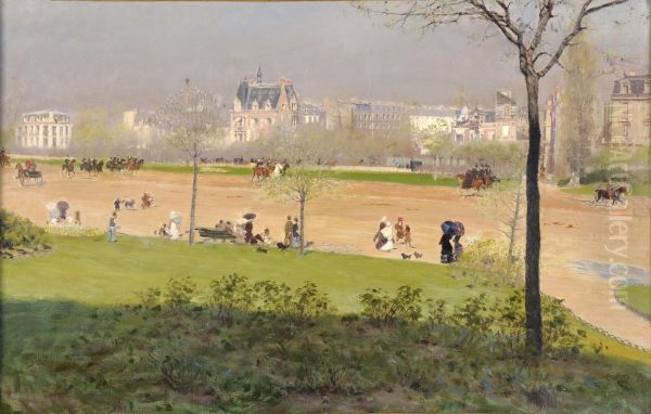 Avenue du Bois de Boulogne Oil Painting by unknown