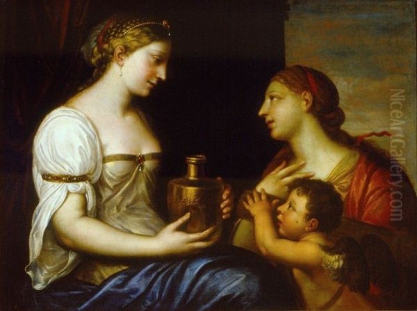 Venus, Psyche and Cupid Oil Painting by Alessandro Varotari