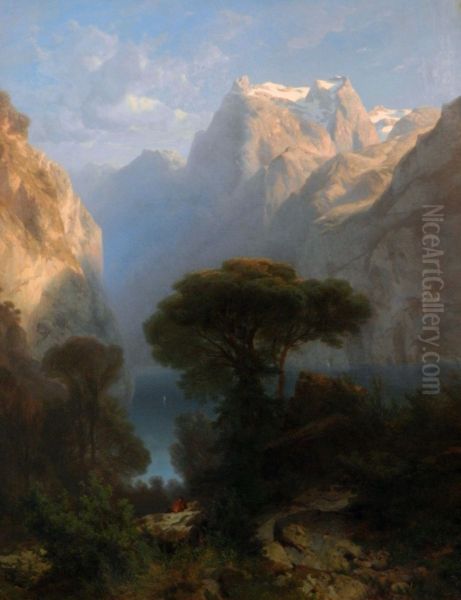 Lake Lucerne (1853) Oil Painting by Alexandre Calame