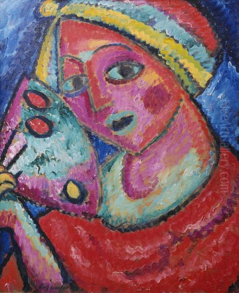 Marchenprinzessin mit Facher Oil Painting by Alexej von Jawlensky