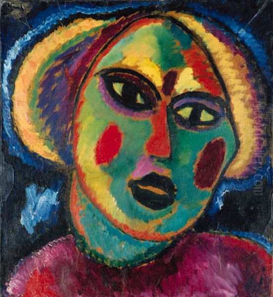 Madchen mit violetter Bluse Oil Painting by Alexej von Jawlensky