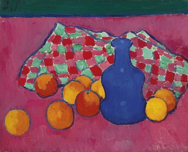 Blaue Vase mit Orangen Oil Painting by Alexej von Jawlensky