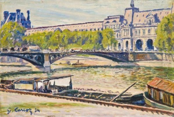 Paris, Le Pont Du Carousel Oil Painting by Gustave Cariot