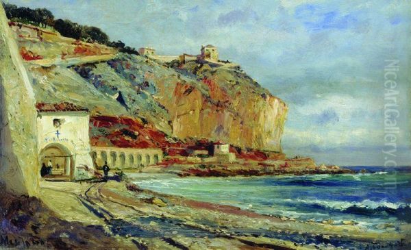 Coast of Menton Oil Painting by Alexey Bogolyubov