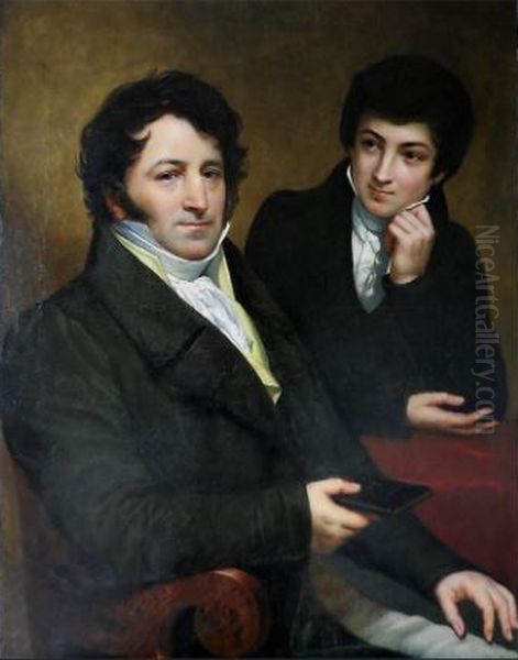 Portrait of Pierre and Paul Guillot Oil Painting by Amelie Legrand de Saint-Aubin