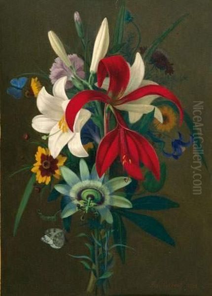 Stillleben Mit Lilien Und Passionsblume. Oil Painting by Adolf Carl