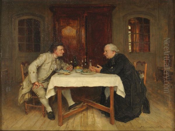 Le Vin du cure Oil Painting by Jean-Louis-Ernest Meissonier