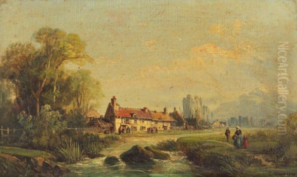 Paysage Pres De La Ferme Oil Painting by Joseph Kuwasseg Carl