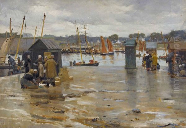 Le port de Concarneau Oil Painting by Alfred Guillou