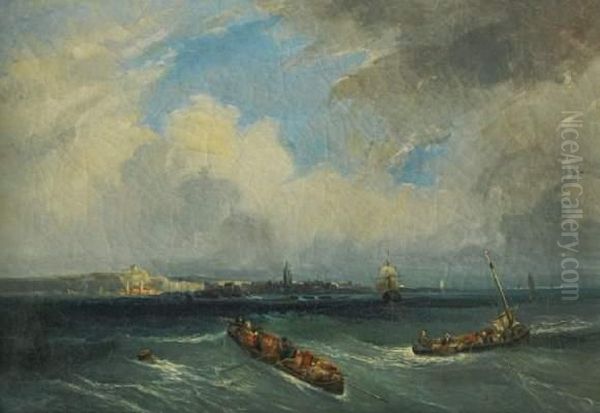 Port Presume De Boulogne Sur Mer Oil Painting by Joseph Kuwasseg Carl