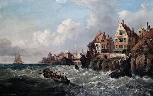 Along The Coast Of Brittany Oil Painting by Joseph Kuwasseg Carl