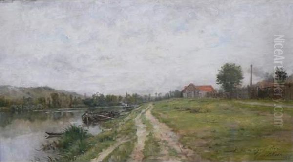  Peniche En Bord De Riviere  Oil Painting by Maria Cornilleau Raoul Carl-Rosa