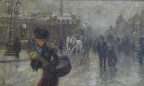 Elegants sur les Boulevards Oil Painting by Alfred Stevens