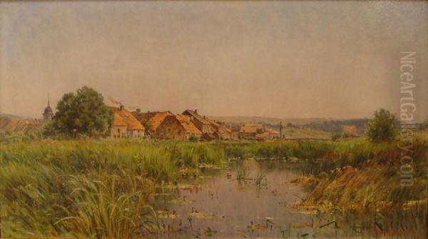 Le Village De Rebeurville Oil Painting by Maria Cornilleau Raoul Carl-Rosa