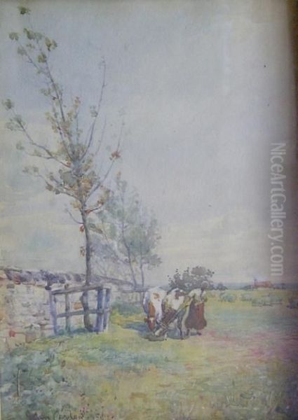 The Reluctant Cow Oil Painting by John Carlaw