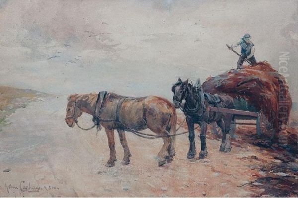 Unloading The Hay Oil Painting by John Carlaw