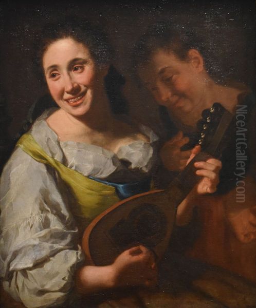 Joueuse de mandoline Oil Painting by Gaspare Traversi