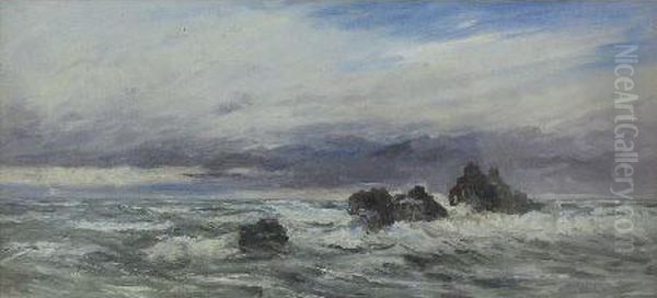 Seascape With Rocks Oil Painting by William Carlaw