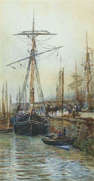 At The Quayside Oil Painting by William Carlaw