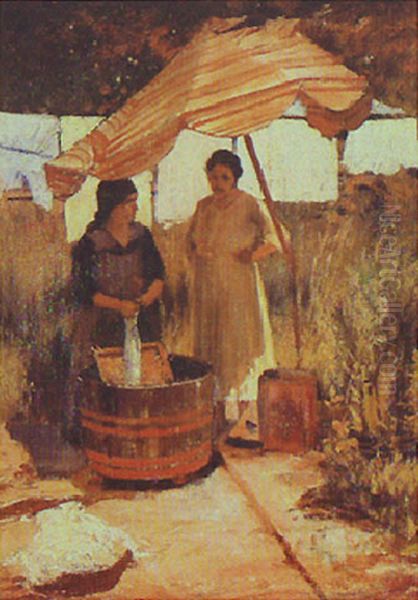 Lavando roupa Oil Painting by Alfredo Andersen