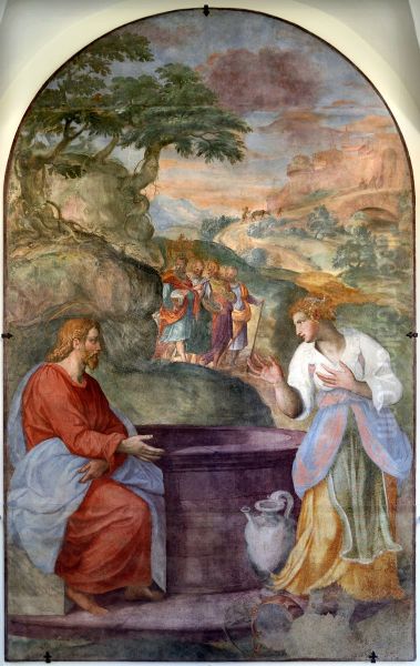 Jesus and the Samaritan woman at the Well Oil Painting by Alessandro Allori